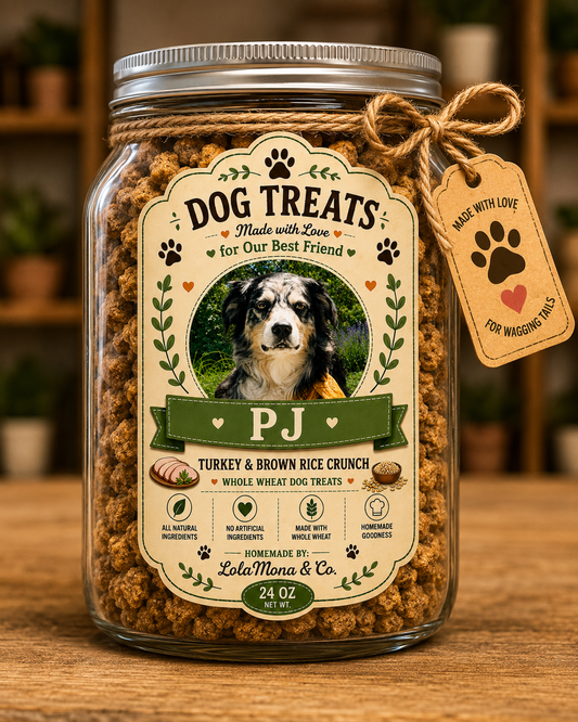 Personalized Dog Treat Jar | Custom Pet Photo Treat  |  Dog Name Jar | Peanut Butter & Pumpkin Treat Storage | Dog Lover Gift I 24oz Jar