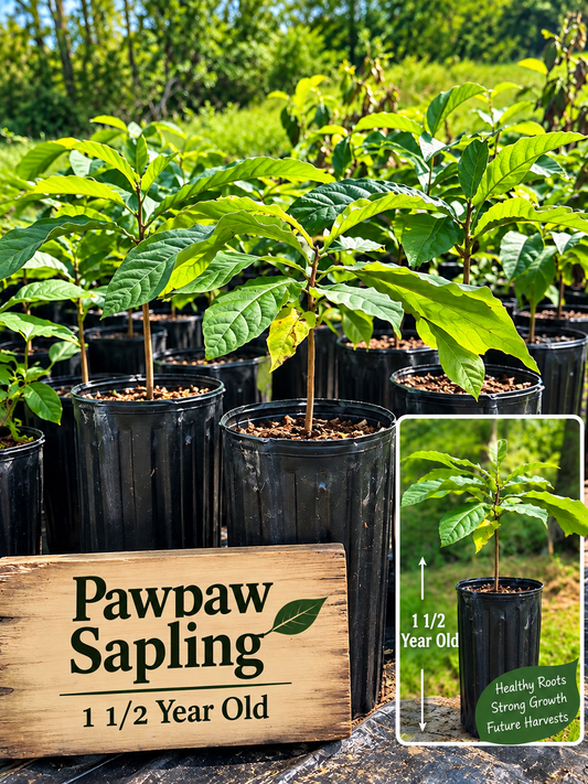 1 1/2 Year Old Pawpaw Sapling: Native Fruit Tree, Free Seeds Included , Pawpaw tree